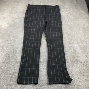 Amanda and Chelsea Stretch Knit Ankle Pants Womens 4 Black White Plaid Mid Rise